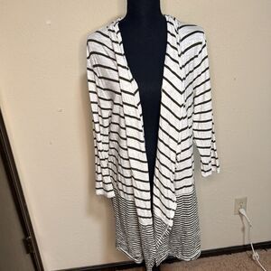 Talbots Striped Cardigan Women’s 1X Cotton Modal Open Front Striped Boho Artsy